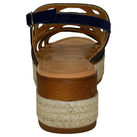 Bella Vita Zip-Italy Navy Leather Womens Wedge Sandals Size 7M - Picture 4 of 14